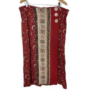 Sharon Anthony 22W Vintage Boho Cottagecore Midi Skirt Elastic Waist Made in USA